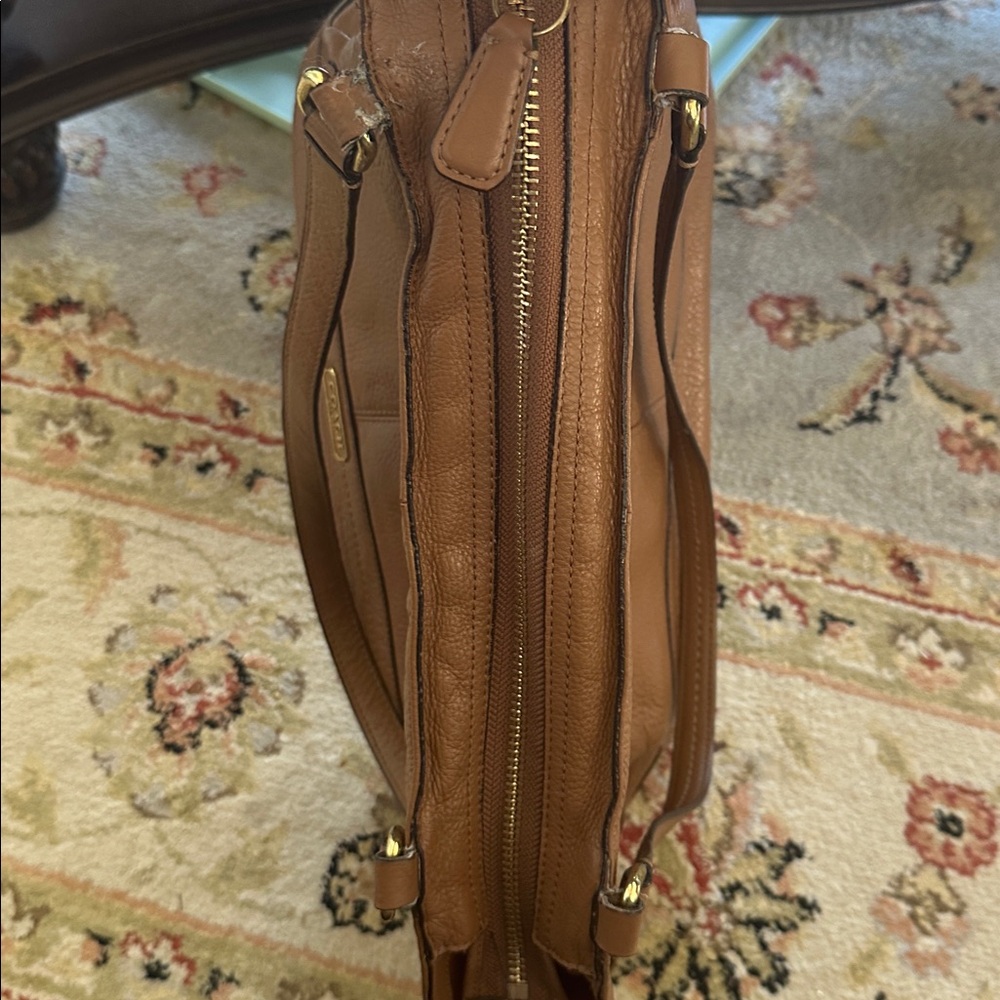 Coach Park Carrie British Tan Leather Tote Bag Rehab Project - Picture 12 of 13